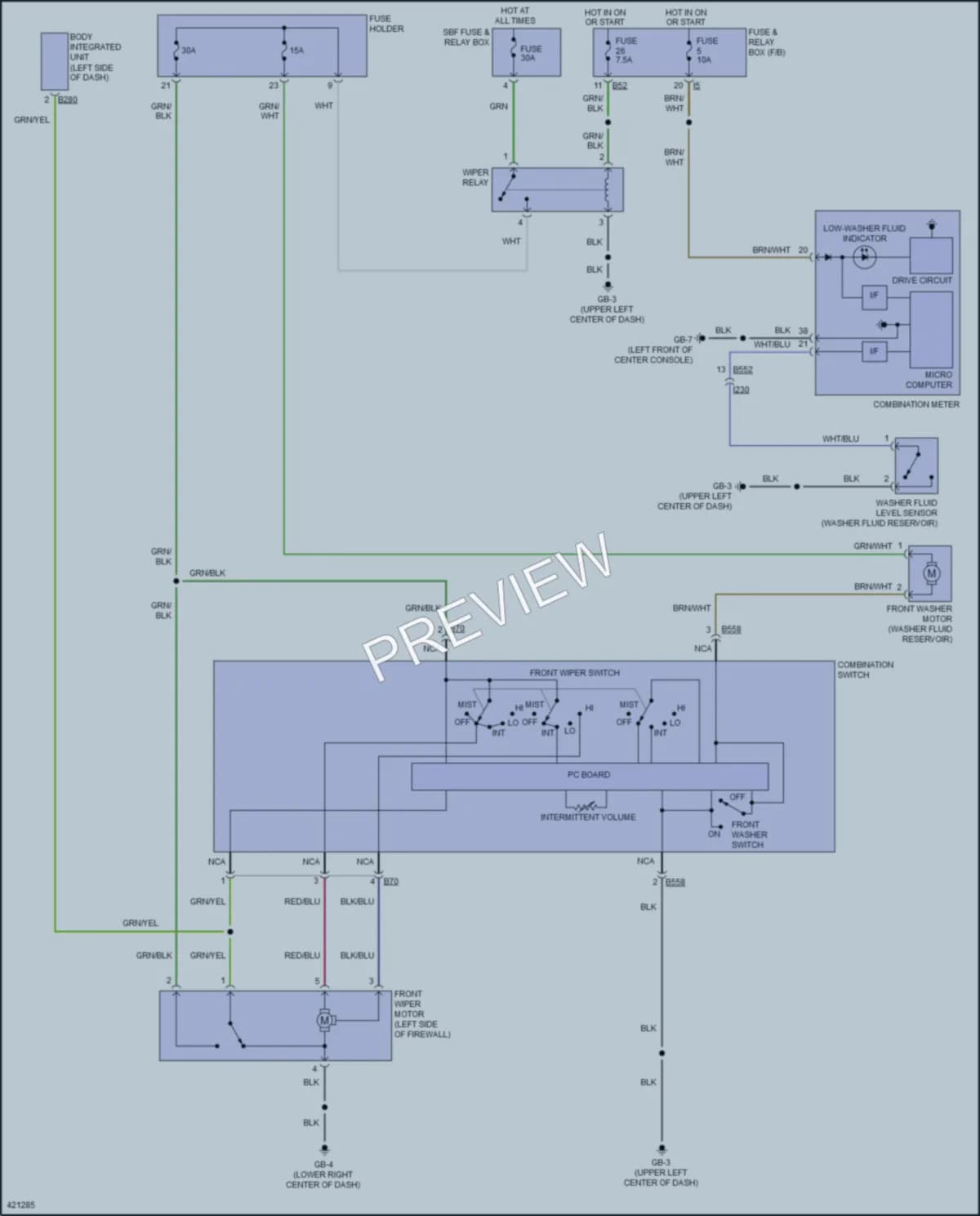 2014 Subaru Forester Wiper Washer wiring diagram preview