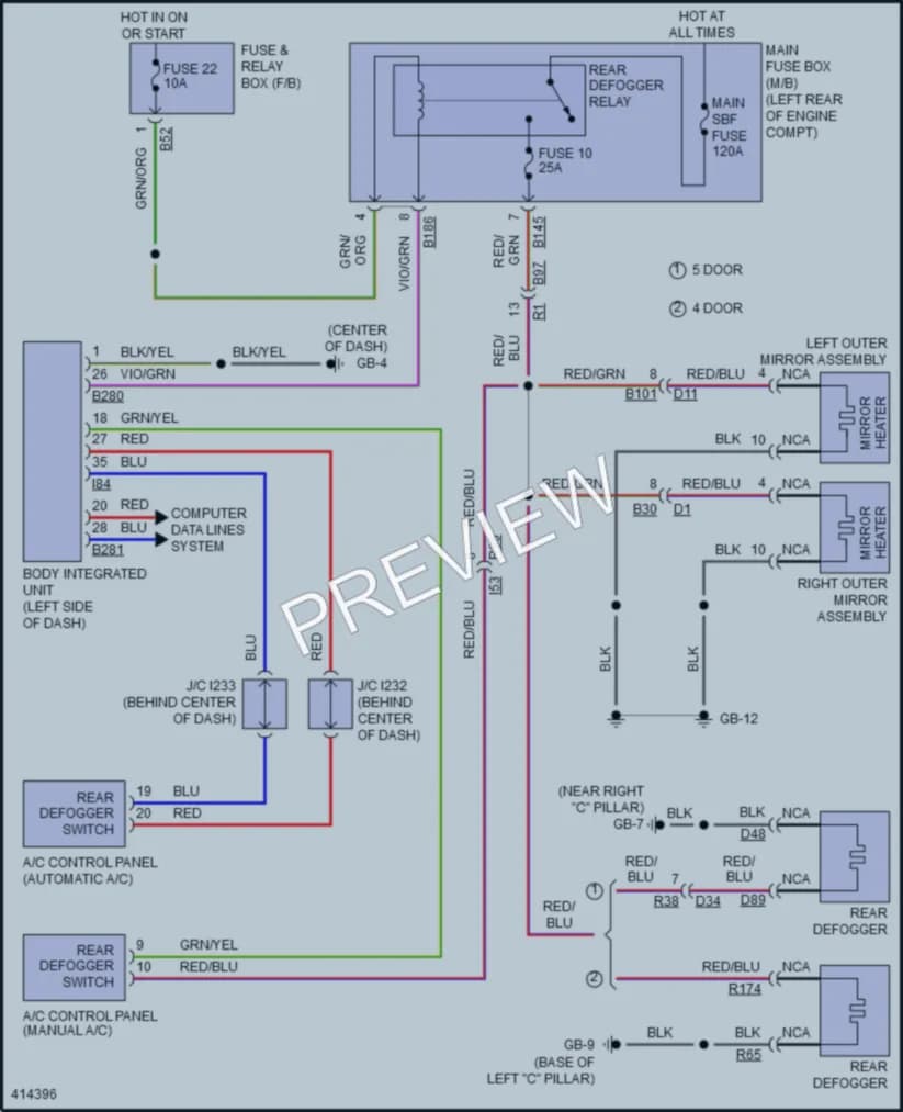 2014 Subaru Impreza Defoggers wiring diagram preview