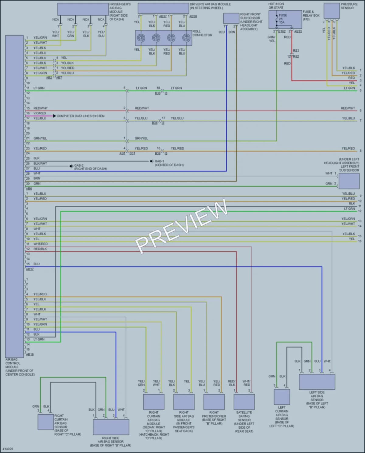2014 Subaru ImprezaWRX Supplemental Restraints wiring diagram preview