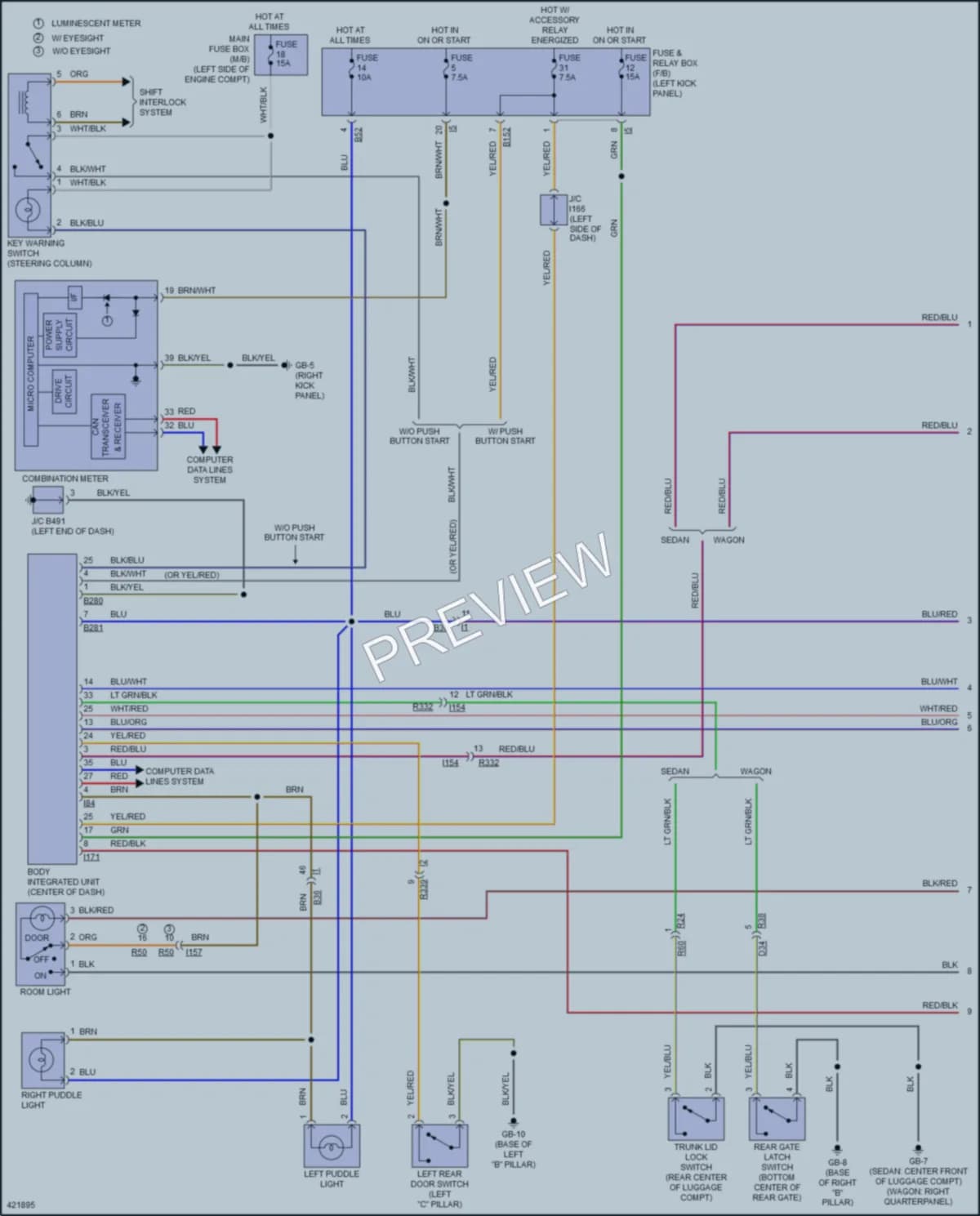 2014 Subaru Legacy Interior Lights wiring diagram preview