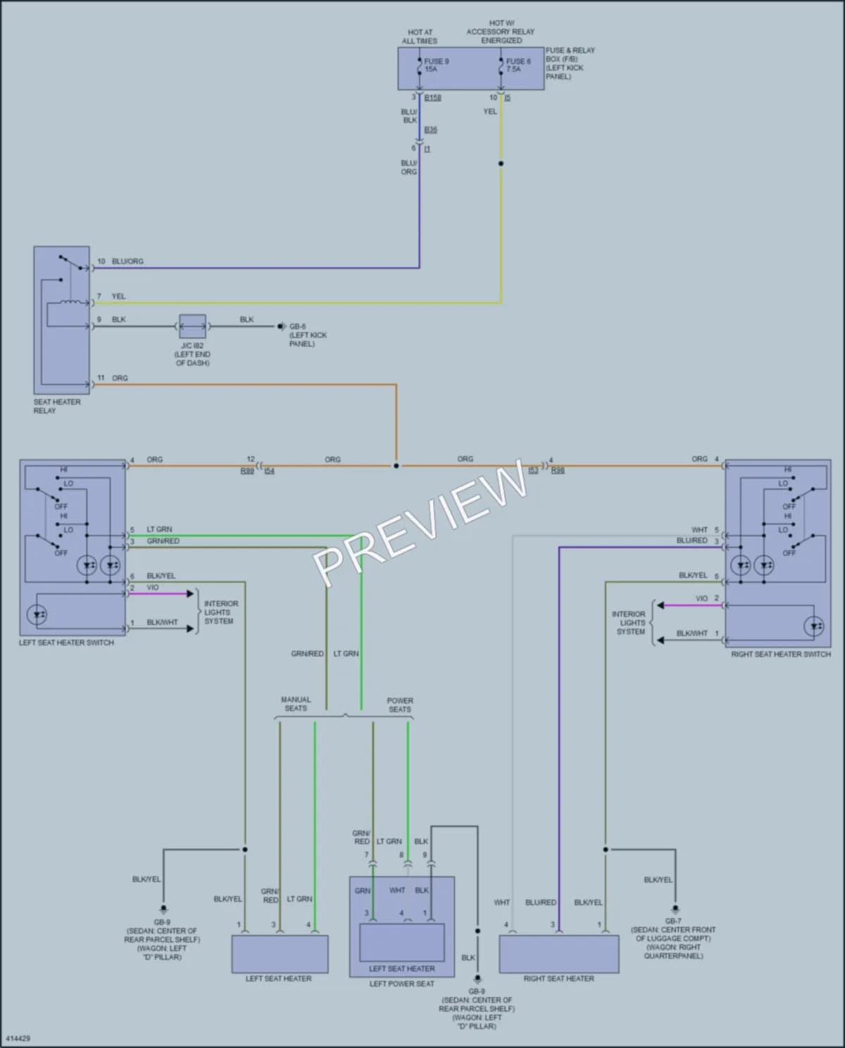 2014 Subaru Legacy Power Seats wiring diagram preview