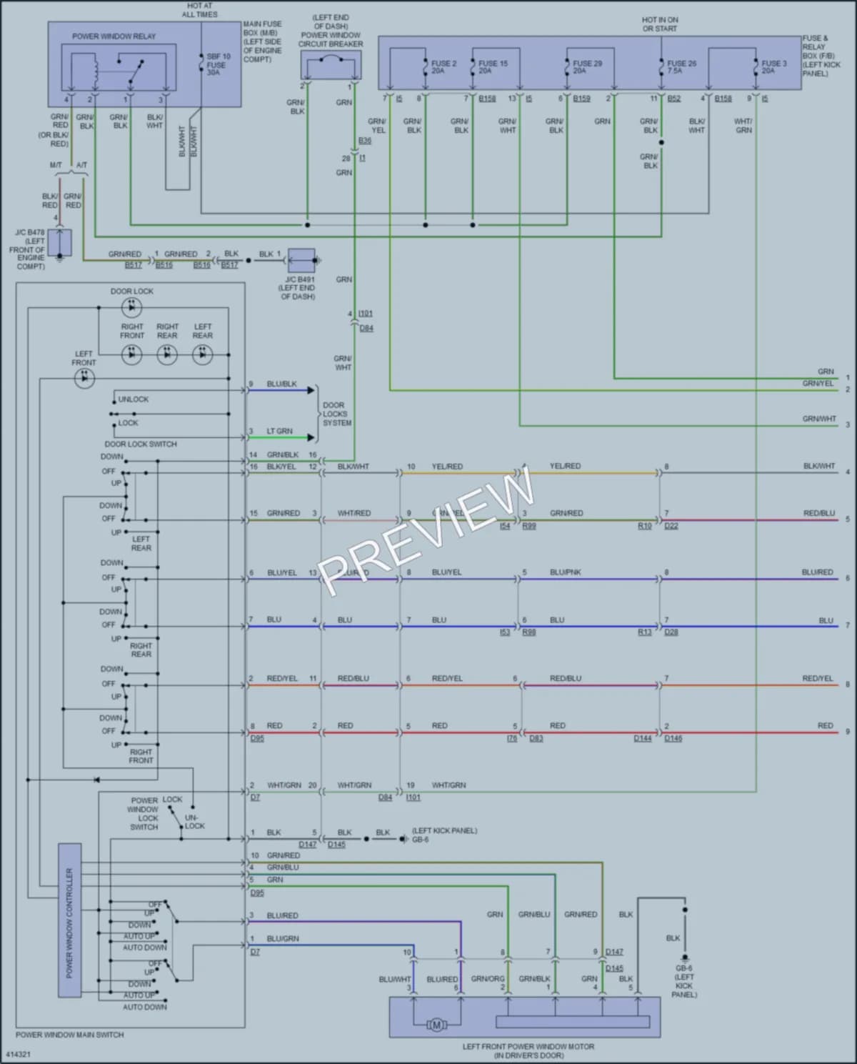 2014 Subaru Legacy Power Windows wiring diagram preview