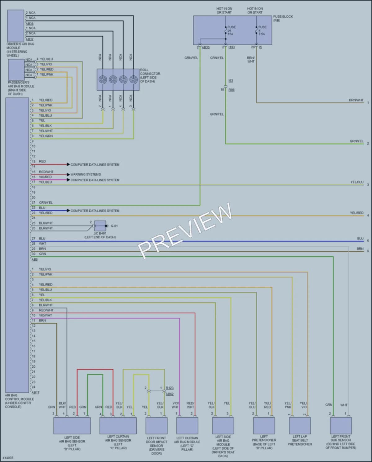 2014 Subaru Legacy Supplemental Restraints wiring diagram preview