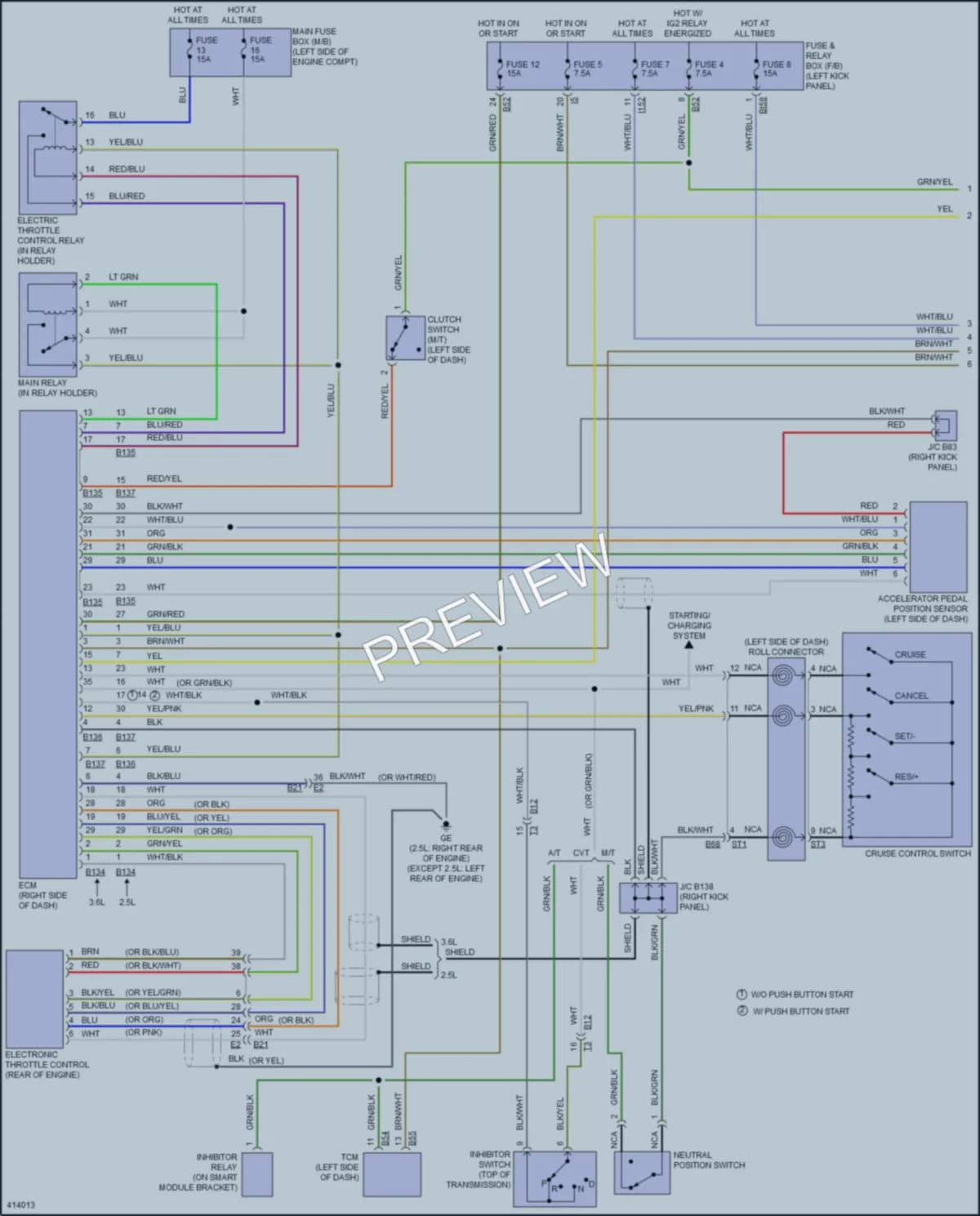 2014 Subaru Outback Cruise Control wiring diagram preview
