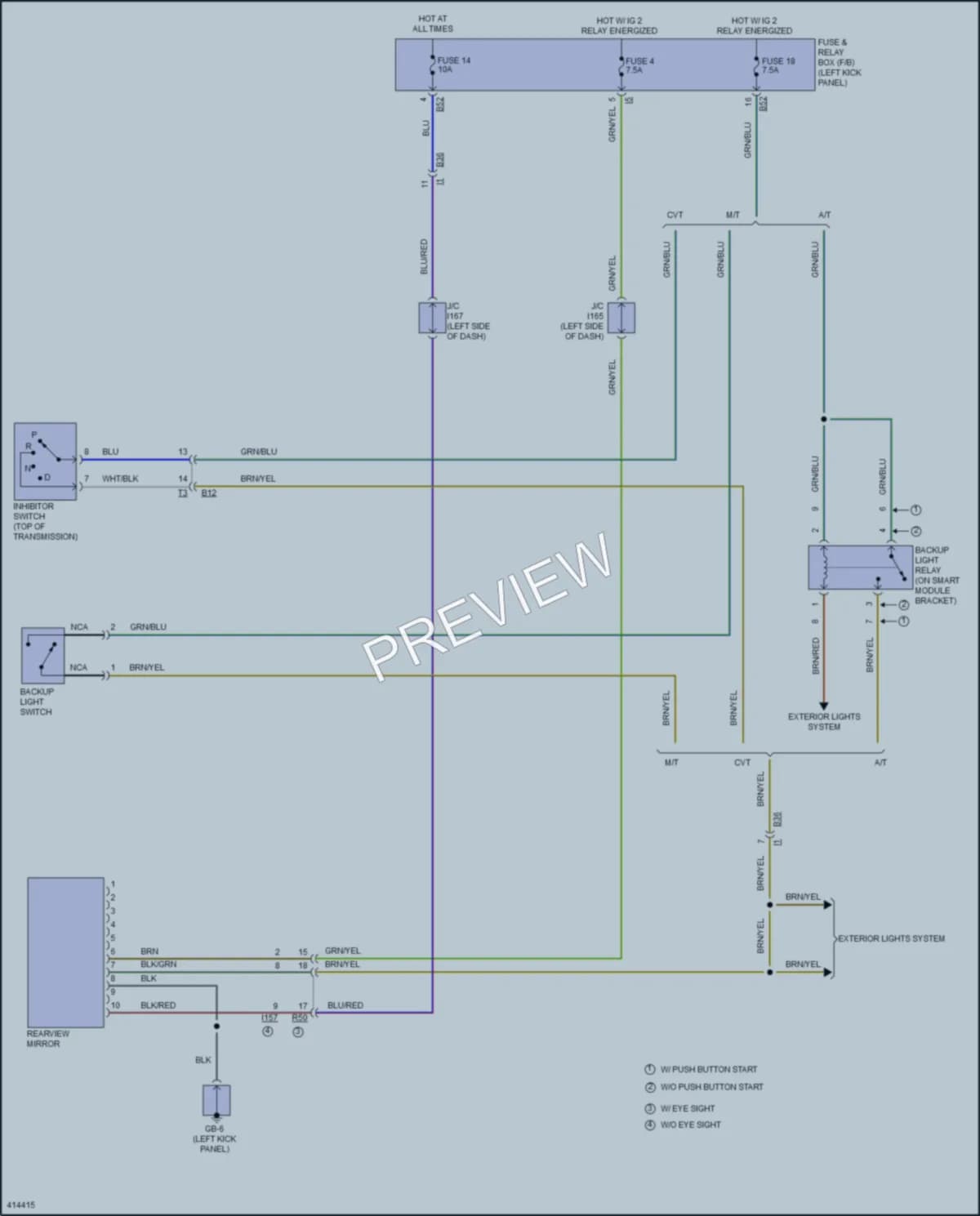 2014 Subaru Outback Power Mirrors wiring diagram preview