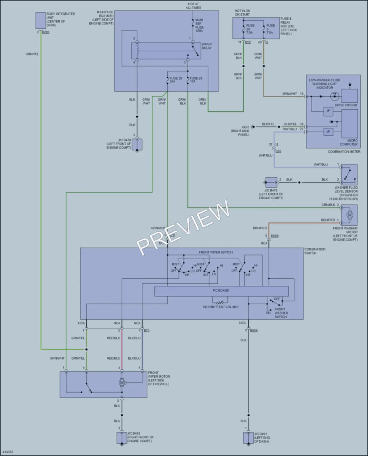 2014 Subaru Outback Wiper Washer wiring diagram preview