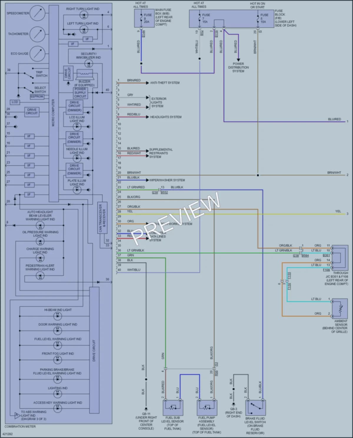 2014 Subaru XVCrosstrek Instrument Cluster wiring diagram preview
