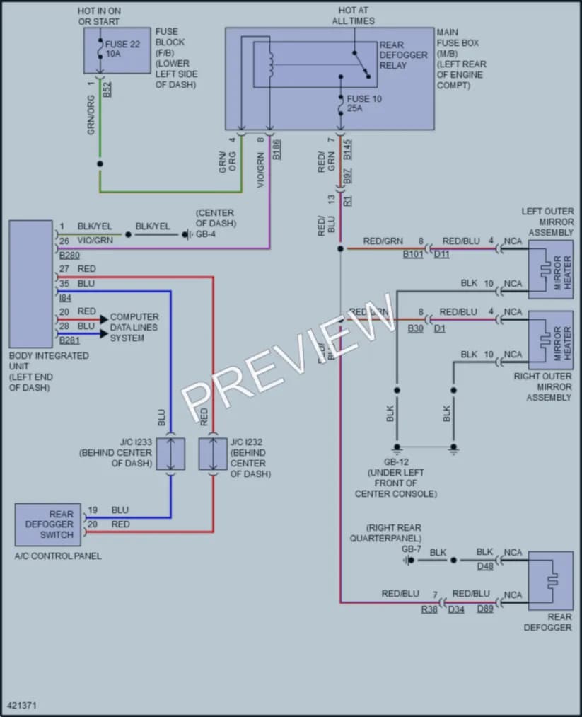 2014 Subaru XVCrosstrekHybrid Defoggers wiring diagram preview