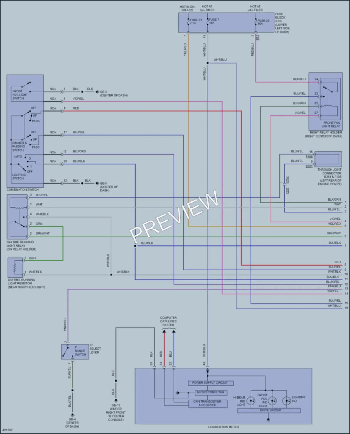 2014 Subaru XVCrosstrekHybrid Headlights wiring diagram preview