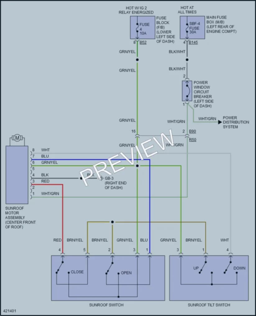 2014 Subaru XVCrosstrekHybrid Power Top Sunroof wiring diagram preview