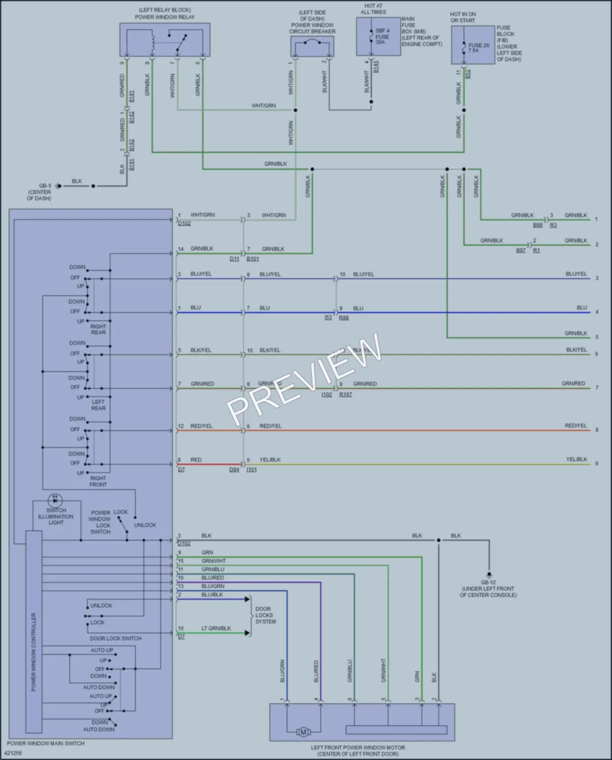 2014 Subaru XVCrosstrekHybrid Power Windows wiring diagram preview