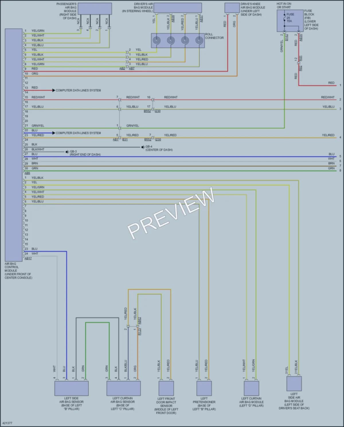 2014 Subaru XVCrosstrekHybrid Supplemental Restraints wiring diagram preview