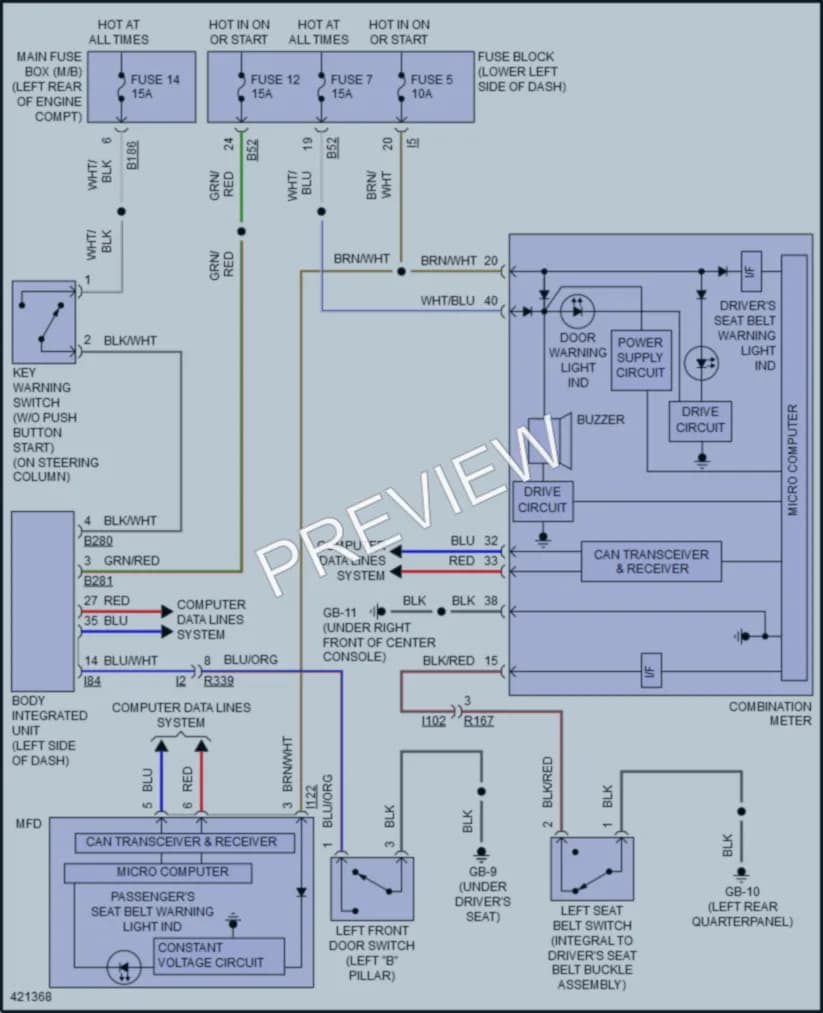 2014 Subaru XVCrosstrekHybrid Warning Systems wiring diagram preview