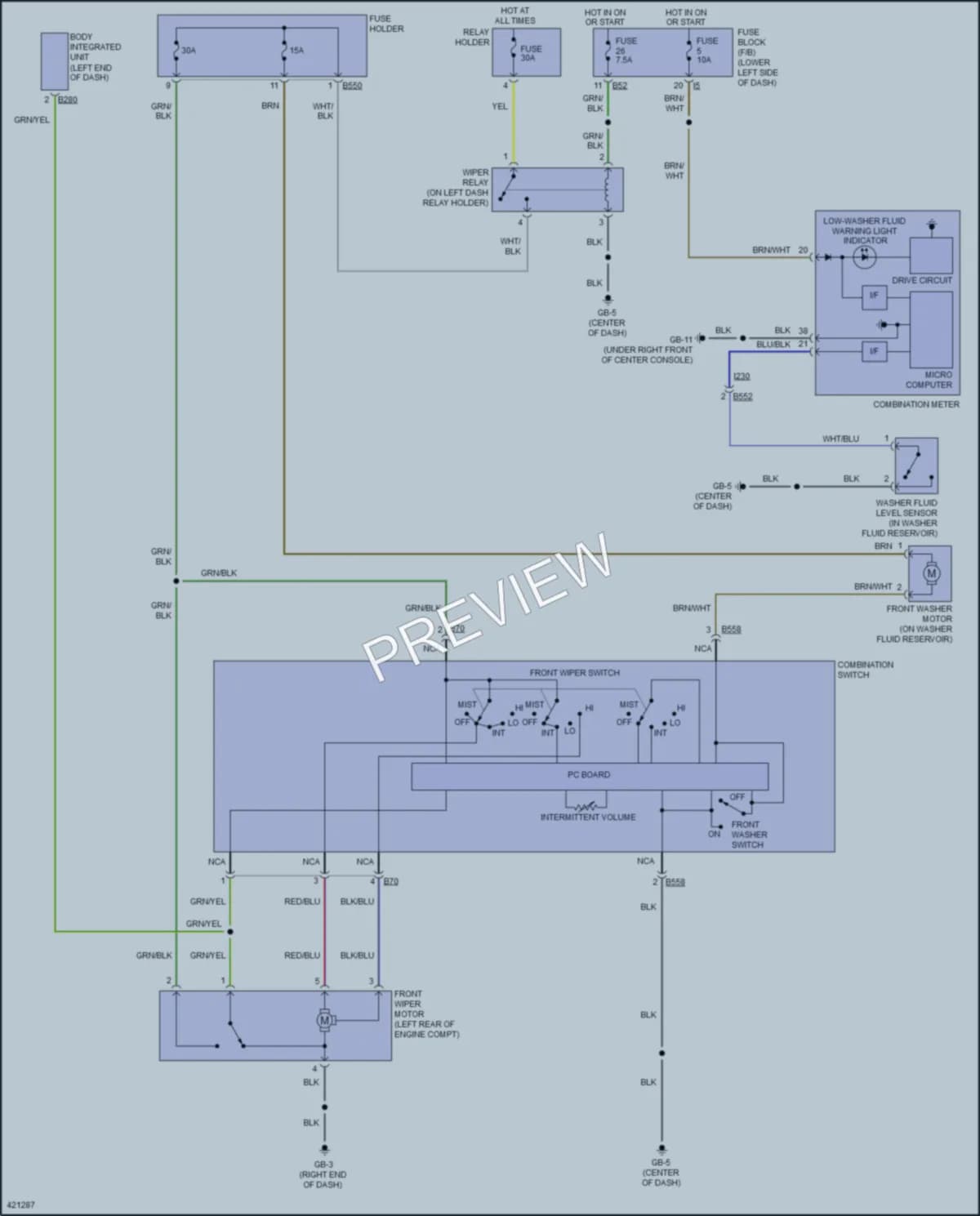2014 Subaru XVCrosstrekHybrid Wiper Washer wiring diagram preview