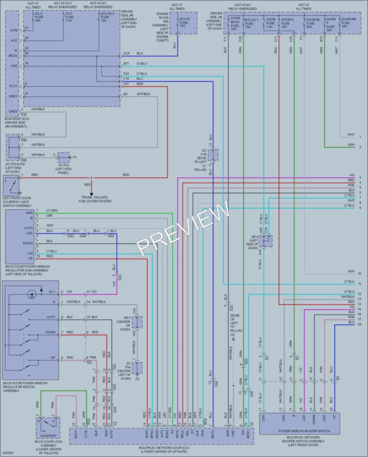 2014 Toyota 4Runner Power Windows wiring diagram preview