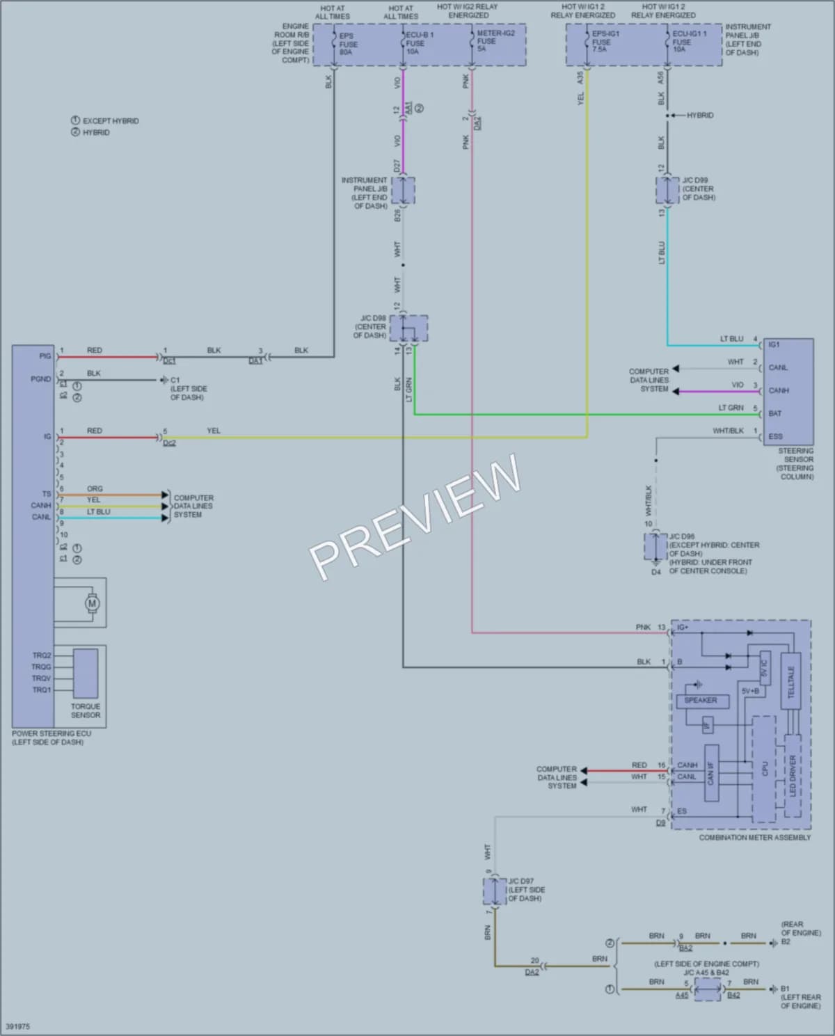 2014 Toyota AvalonHybrid Electronic Power Steering wiring diagram preview
