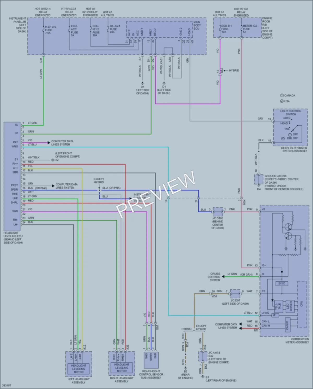 2014 Toyota AvalonHybrid Headlights wiring diagram preview