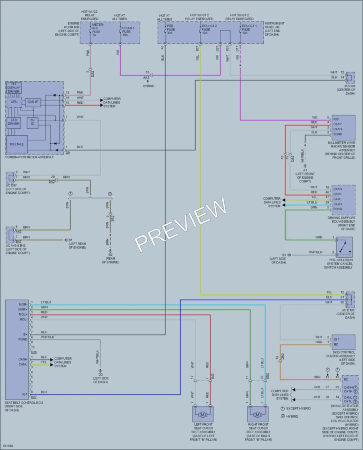 2014 Toyota AvalonHybrid Supplemental Restraints wiring diagram preview