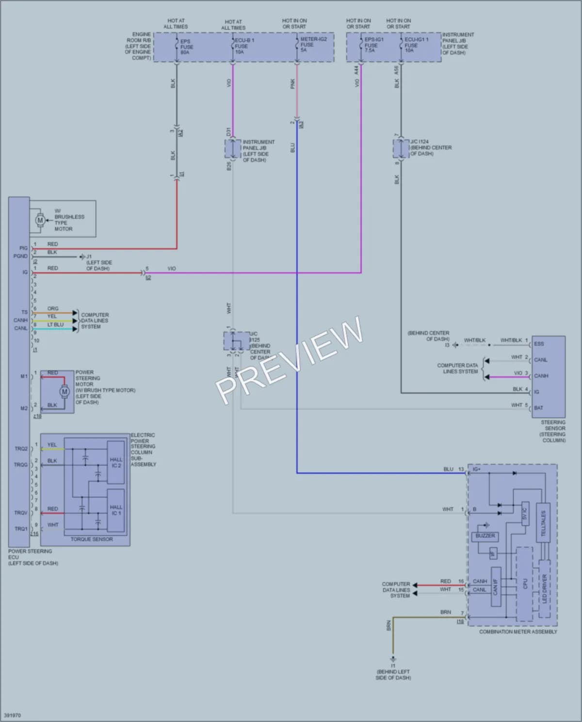 2014 Toyota Camry Electronic Power Steering wiring diagram preview