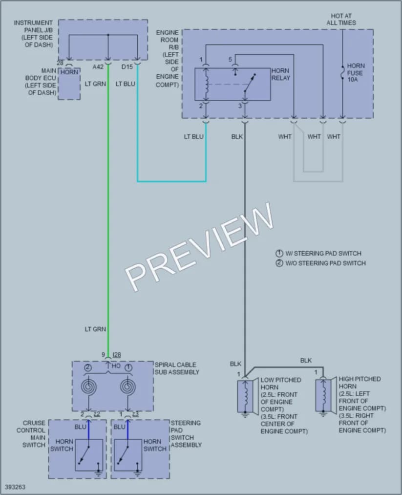 2014 Toyota Camry Horn wiring diagram preview