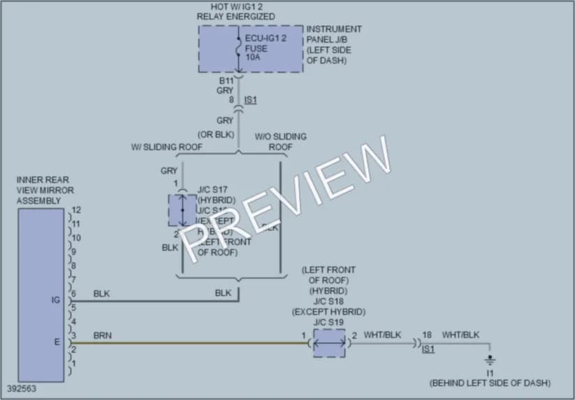2014 Toyota Camry Power Mirrors wiring diagram preview