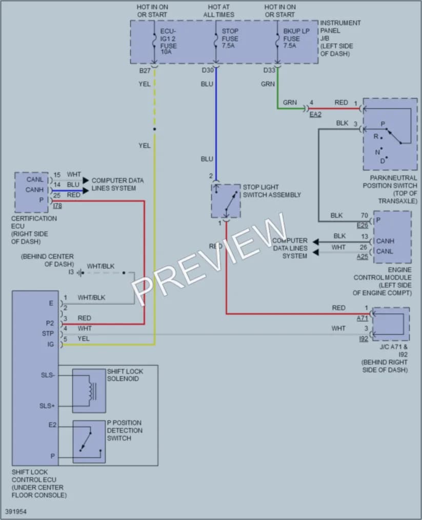 2014 Toyota Camry Shift Interlock wiring diagram preview