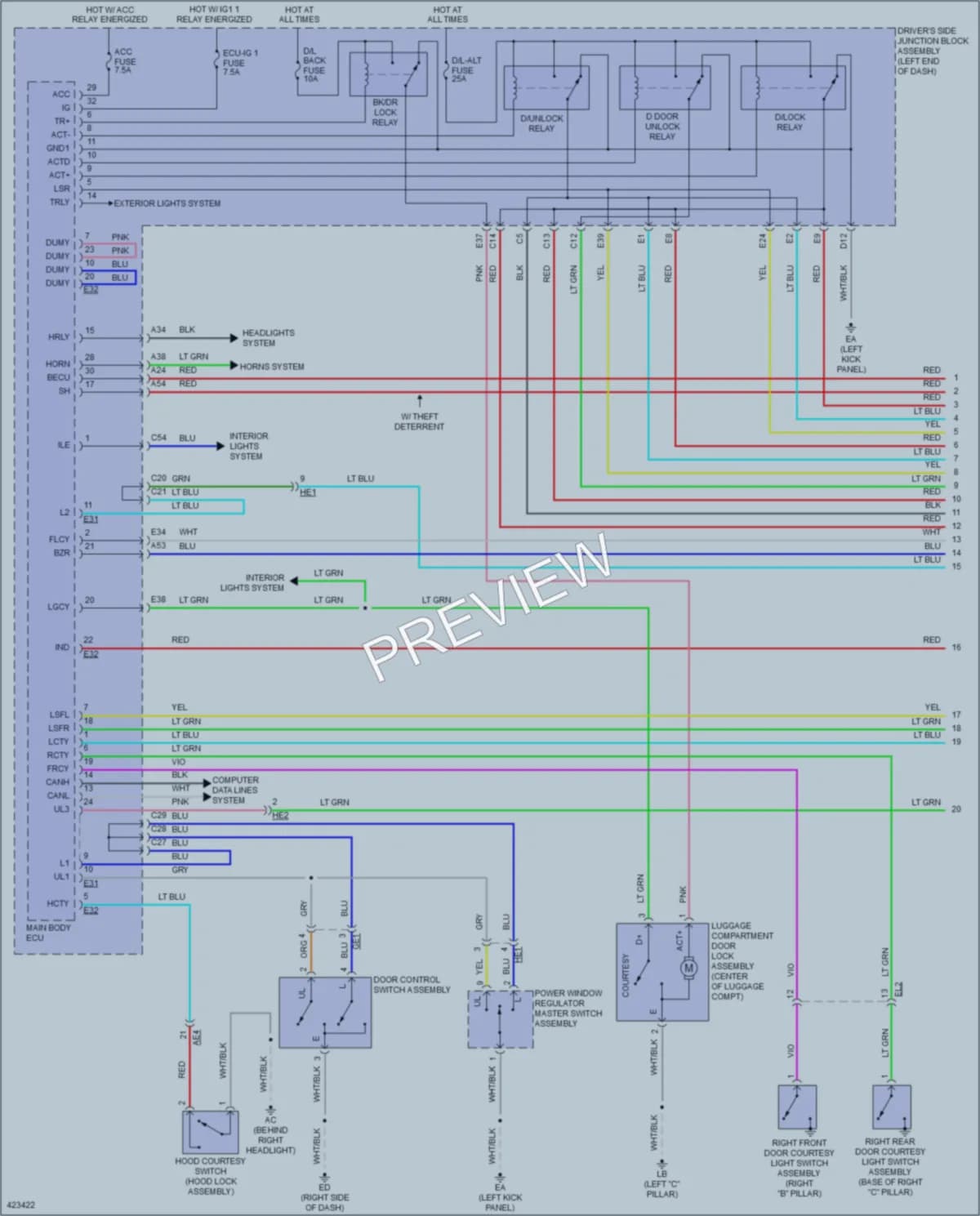 2014 Toyota Corolla Anti Theft wiring diagram preview