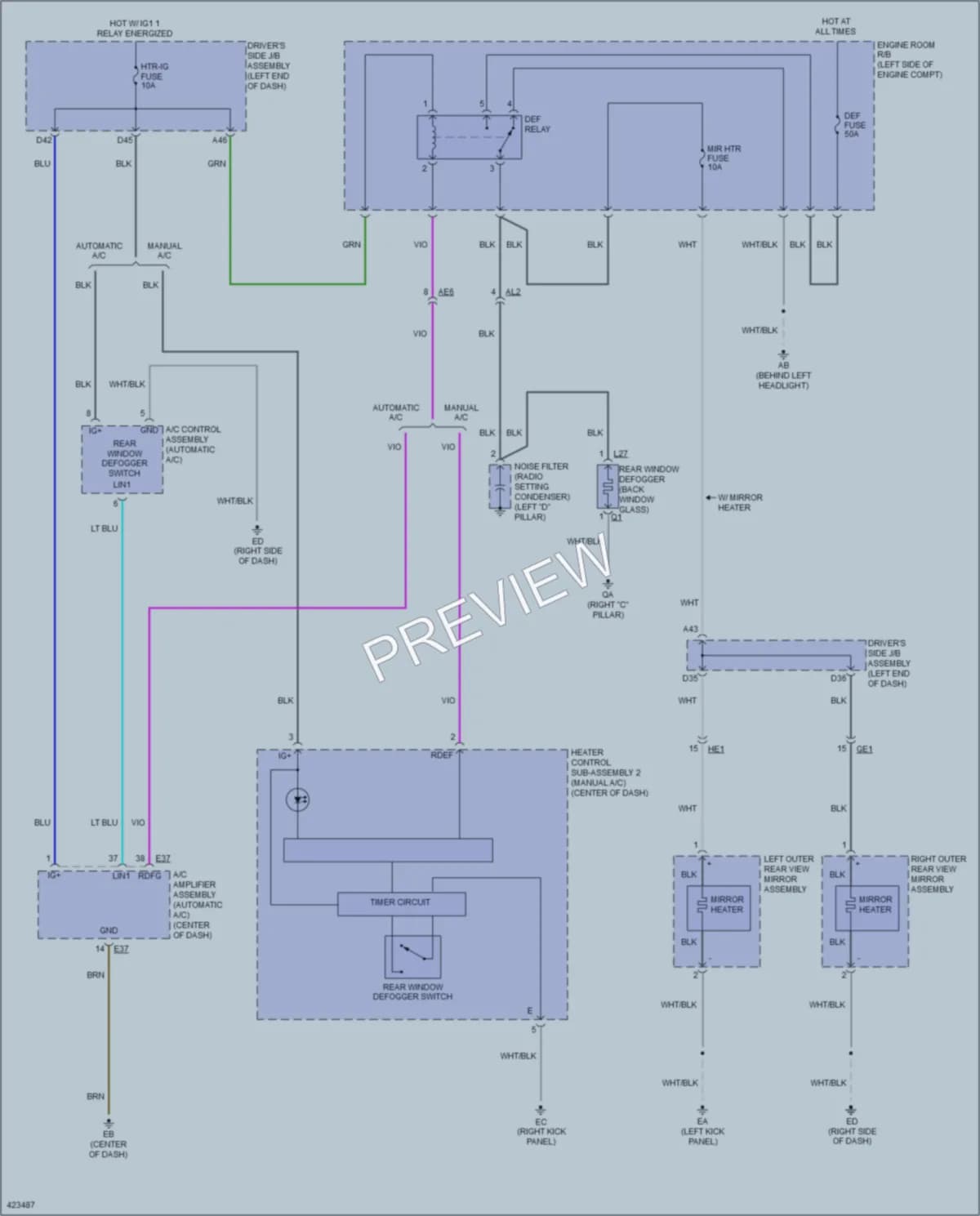 2014 Toyota Corolla Defoggers wiring diagram preview