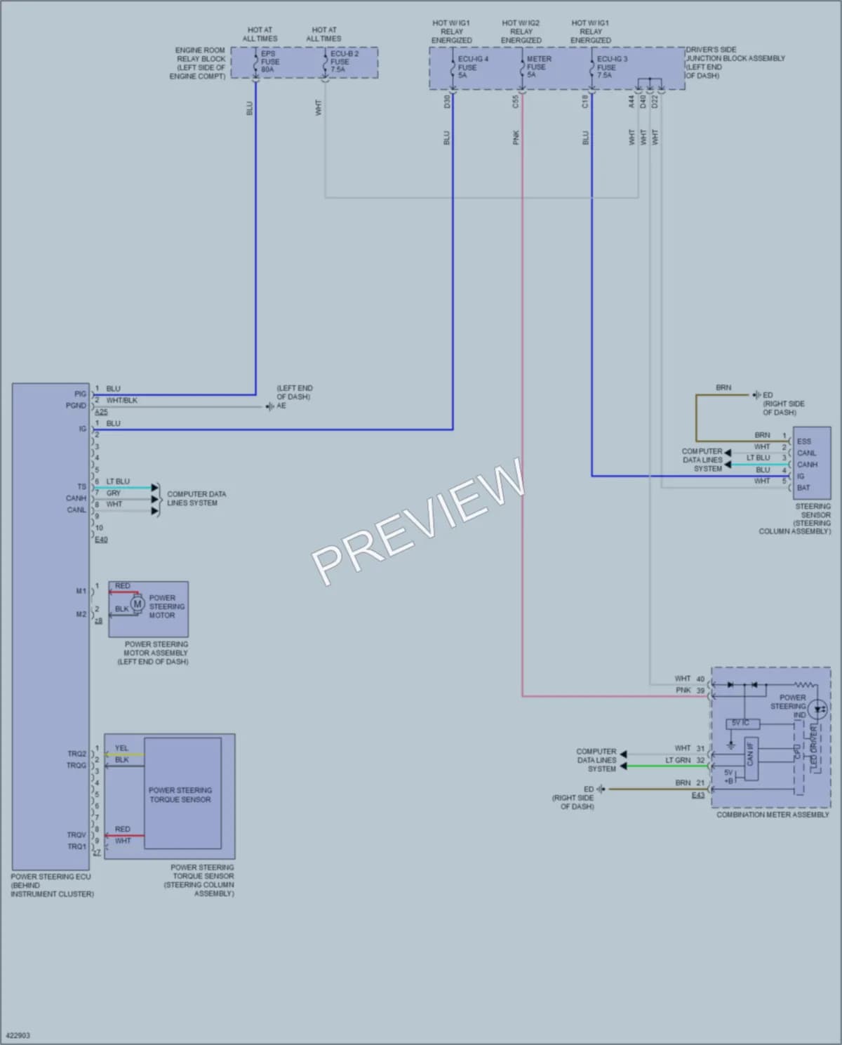 2014 Toyota Corolla Electronic Power Steering wiring diagram preview