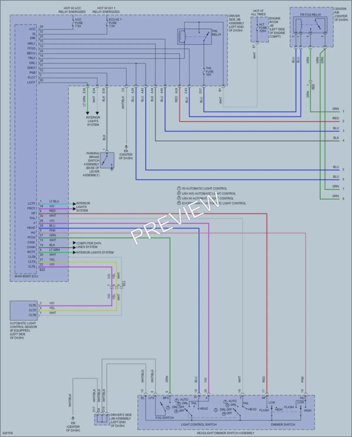 2014 Toyota Corolla Headlights wiring diagram preview