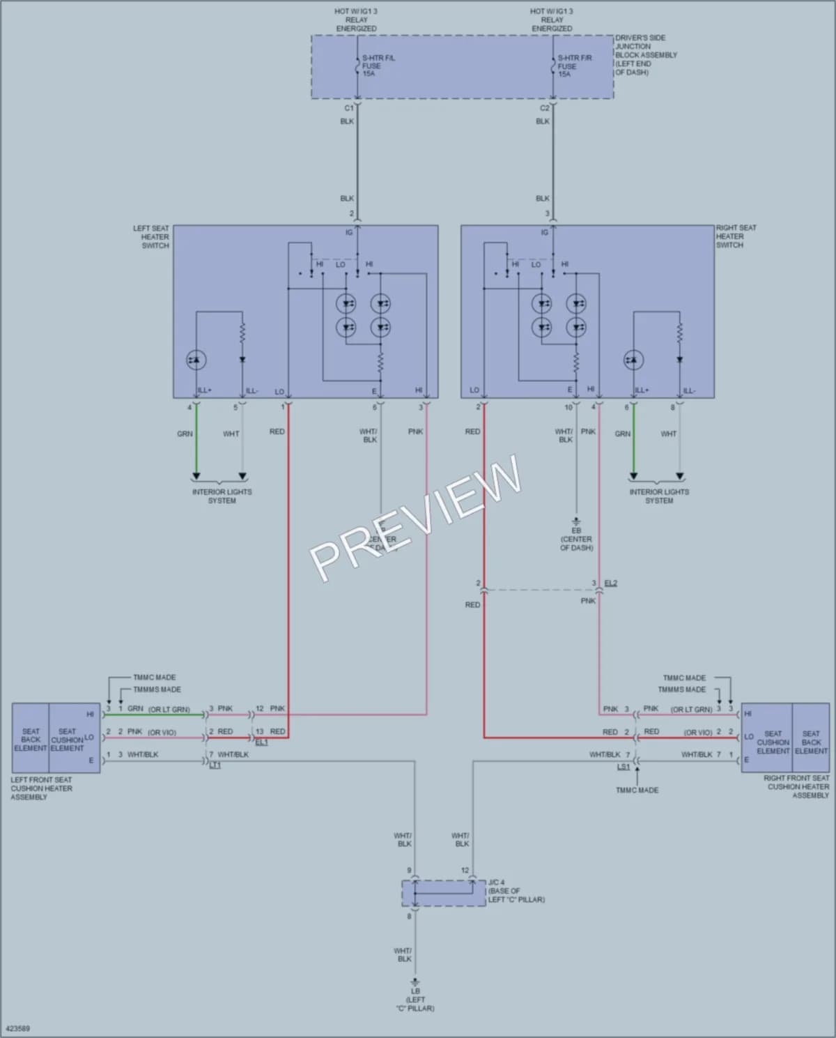 2014 Toyota Corolla Power Seats wiring diagram preview