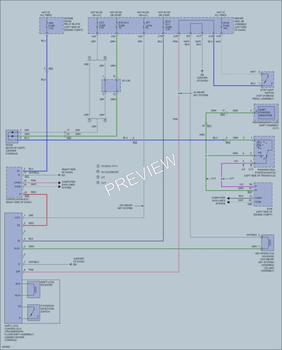 2014 Toyota Corolla Shift Interlock wiring diagram preview