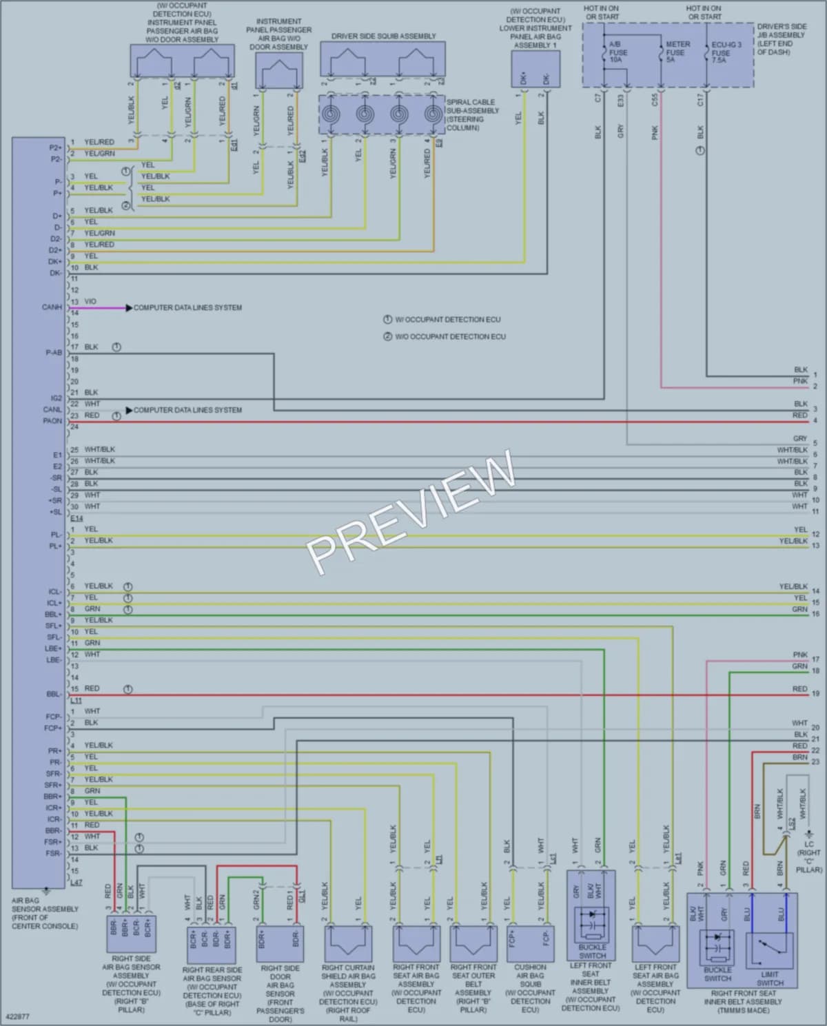 2014 Toyota Corolla Supplemental Restraints wiring diagram preview