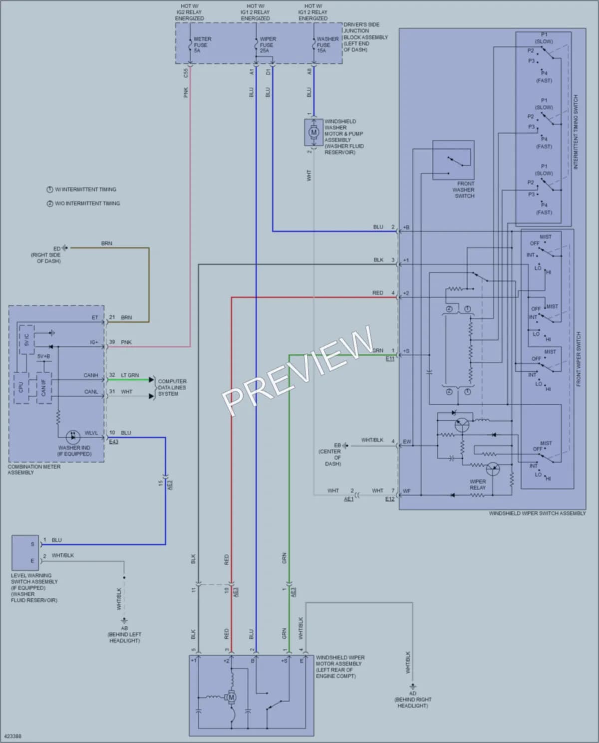 2014 Toyota Corolla Wiper Washer wiring diagram preview
