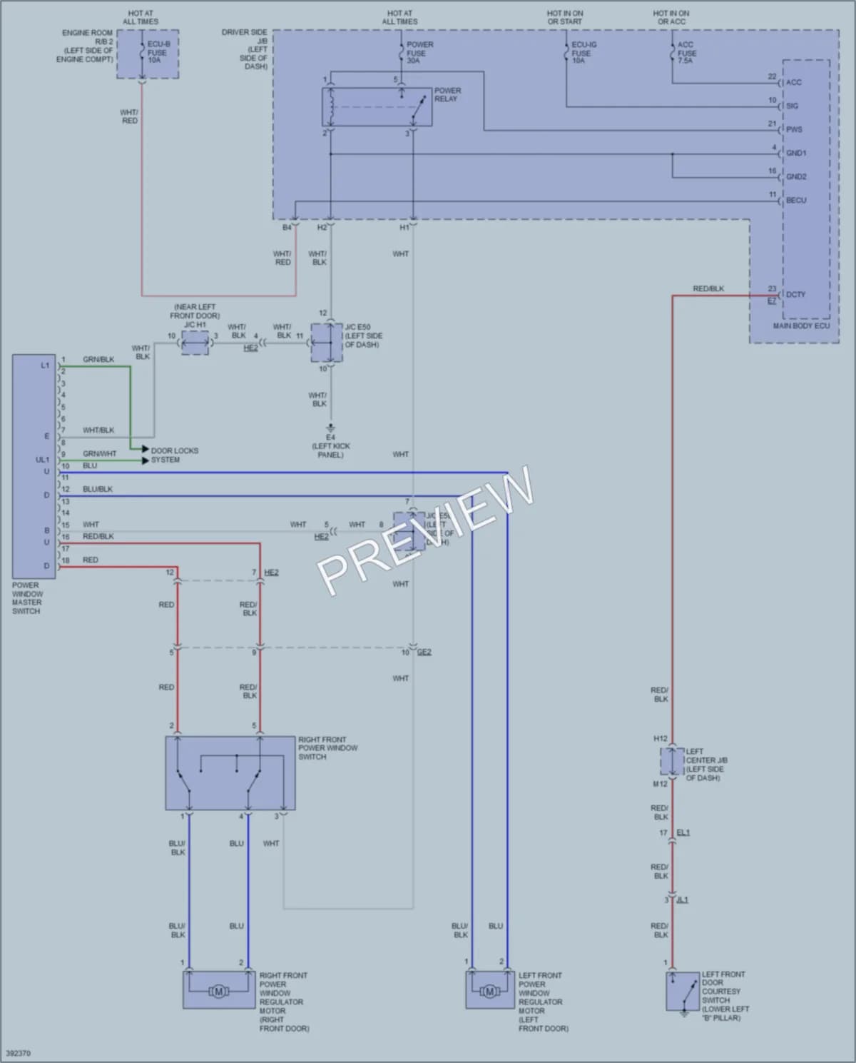 2014 Toyota FJCruiser Power Windows wiring diagram preview