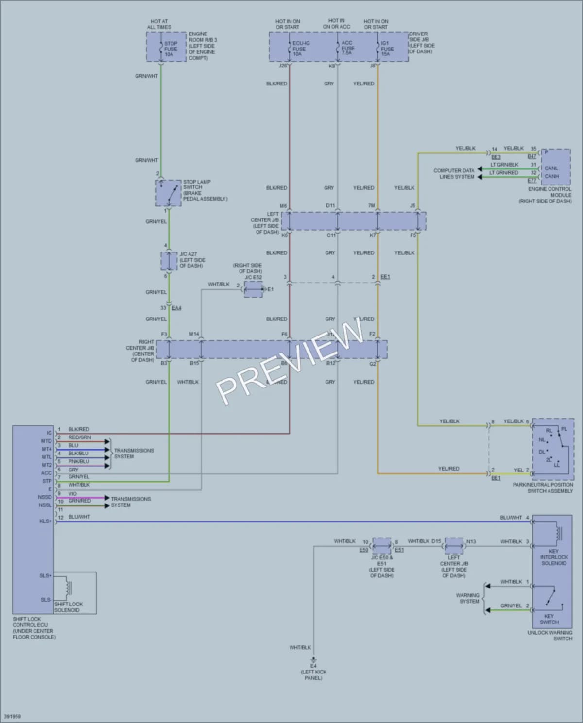 2014 Toyota FJCruiser Shift Interlock wiring diagram preview