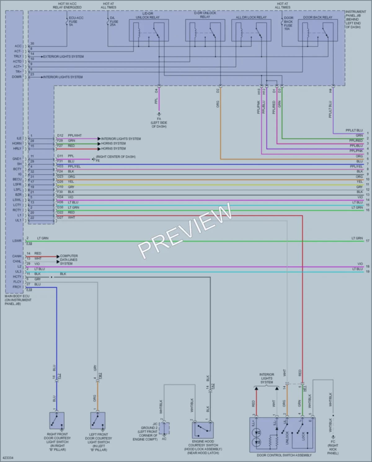 2014 Toyota Highlander Power Door Locks wiring diagram preview