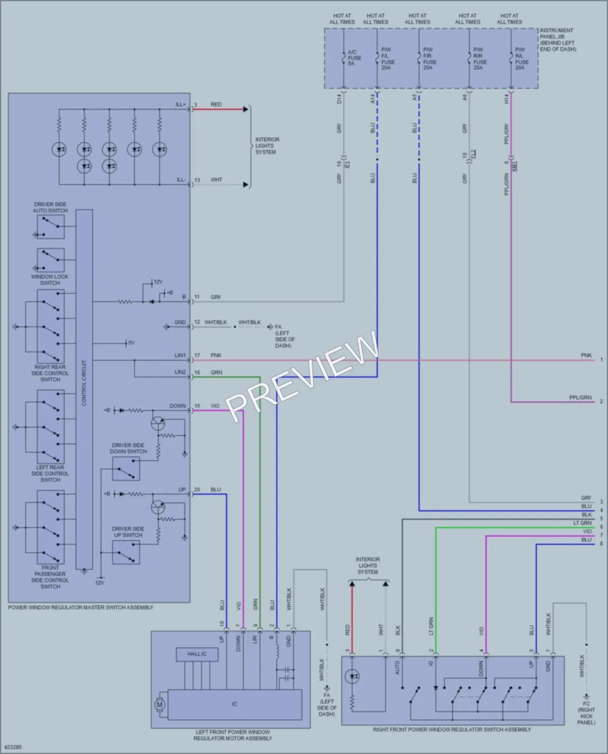 2014 Toyota Highlander Power Windows wiring diagram preview