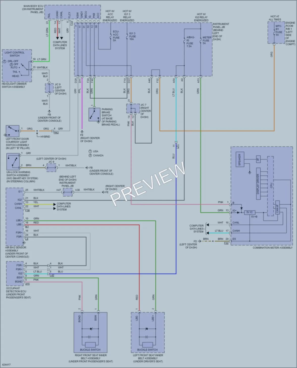 2014 Toyota Highlander Warning Systems wiring diagram preview