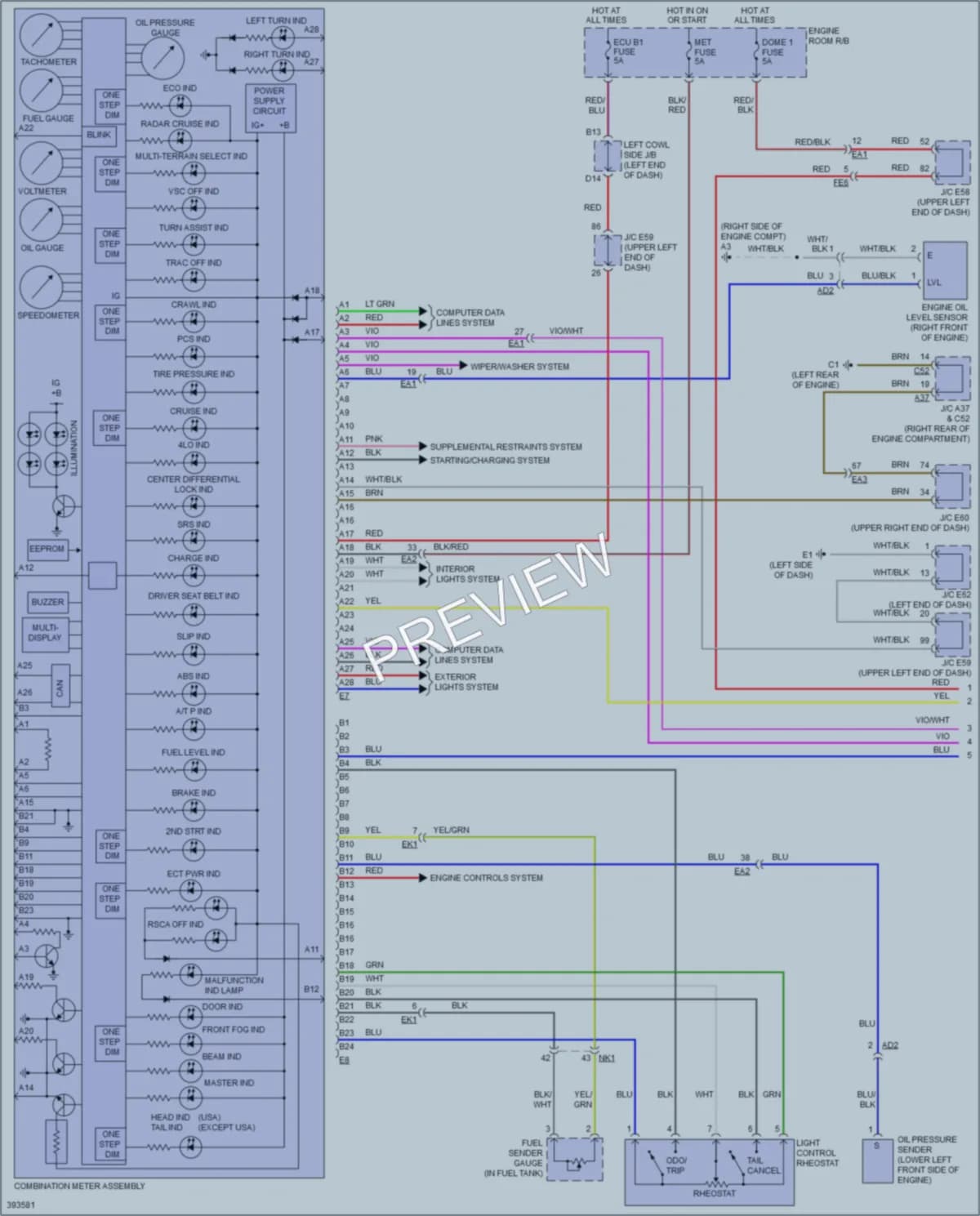 2014 Toyota LandCruiser Instrument Cluster wiring diagram preview