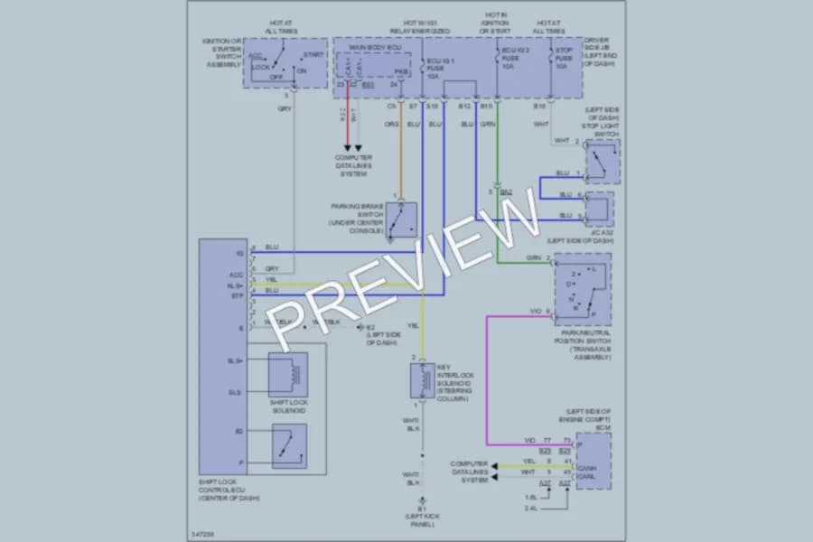 2014 Toyota Matrix Shift Interlock wiring diagram preview