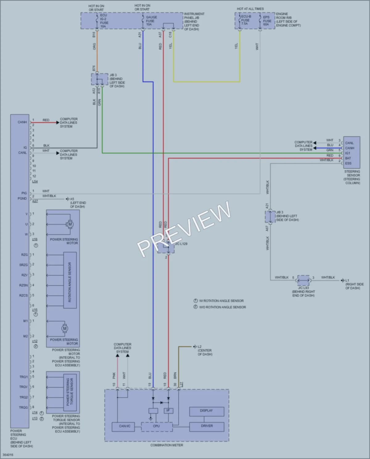 2014 Toyota Prius Electronic Power Steering wiring diagram preview