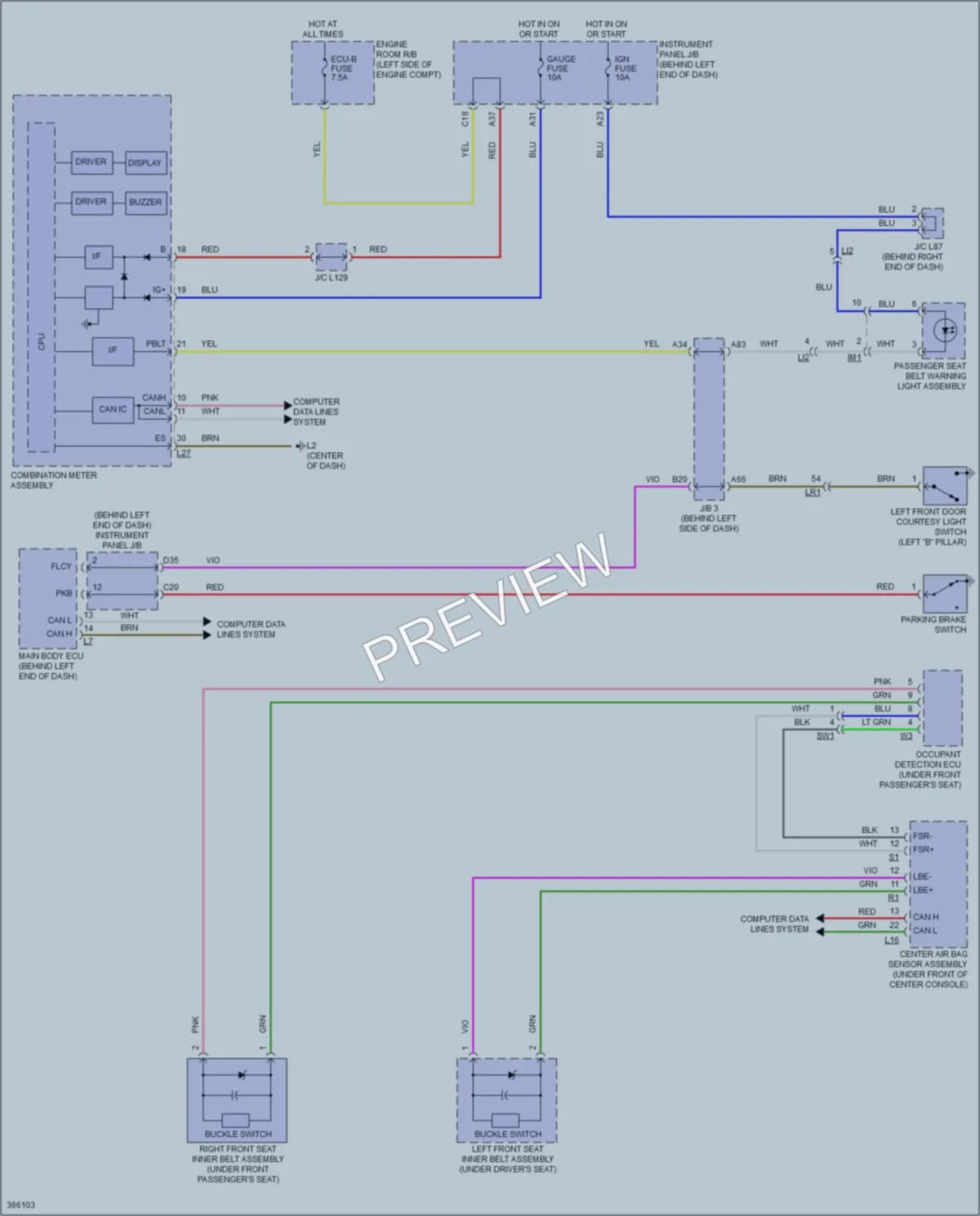 2014 Toyota Prius Warning Systems wiring diagram preview