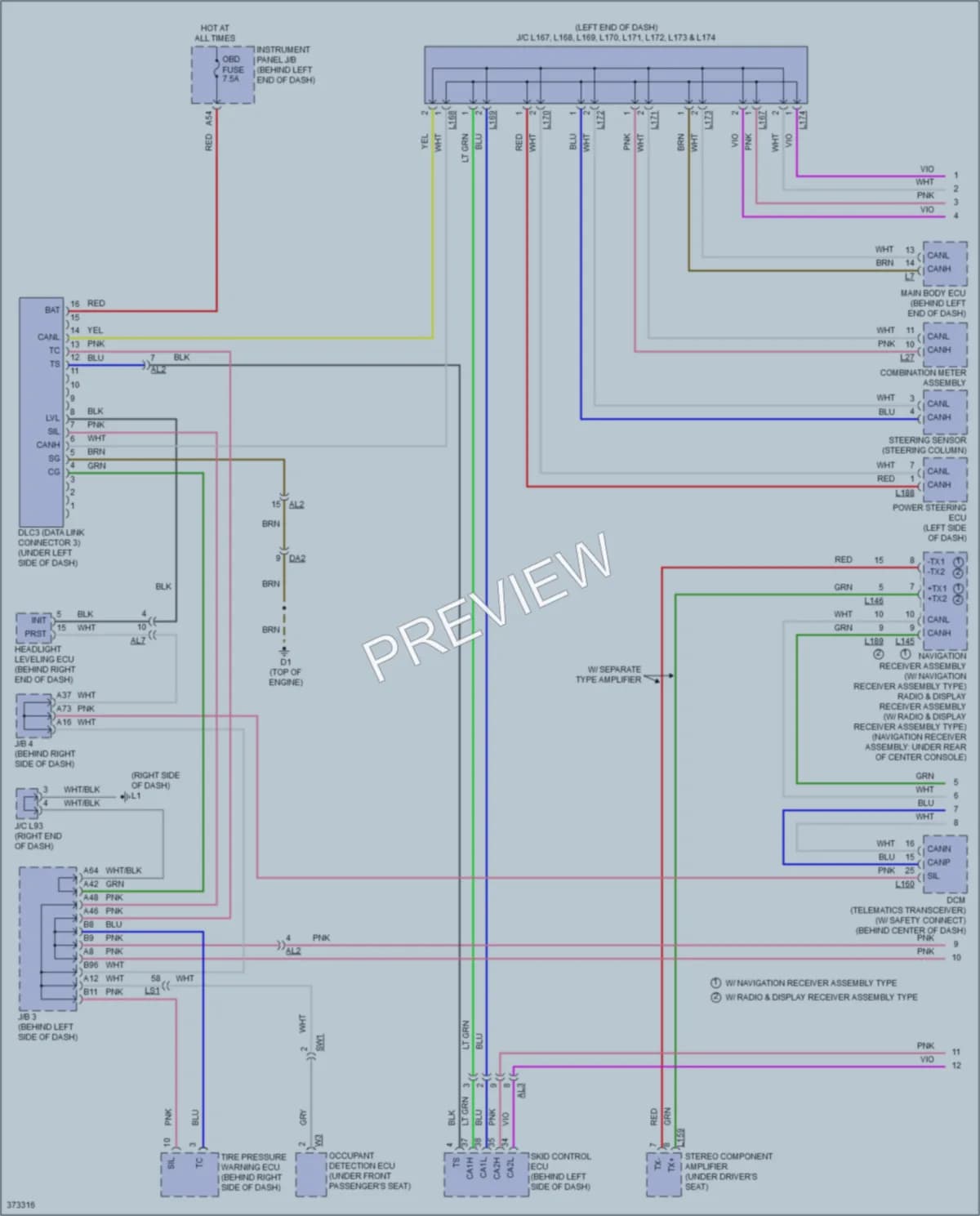 2014 Toyota Plug In Computer Data Lines wiring diagram preview with protected circuit layout