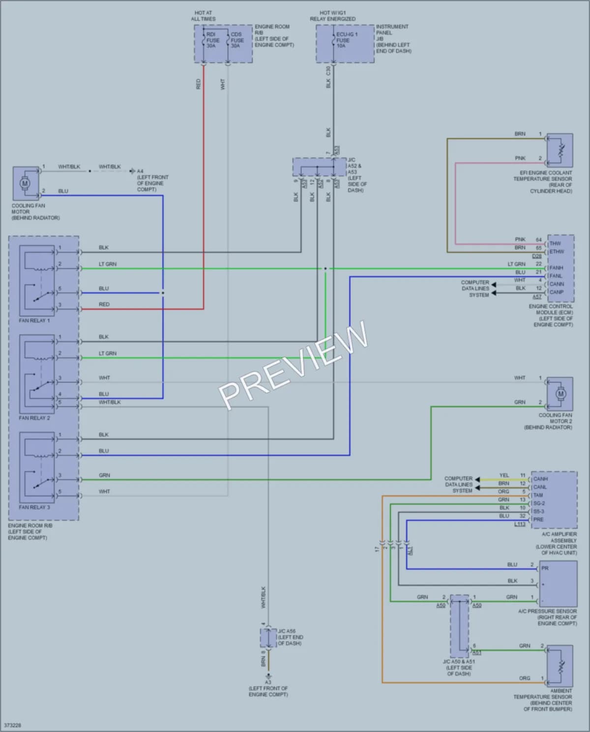 2014 Toyota Plug In Cooling Fan wiring diagram preview with protected circuit layout