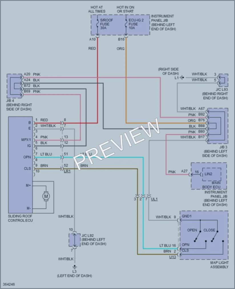2014 Toyota PriusPlugin Power Top Sunroof wiring diagram preview
