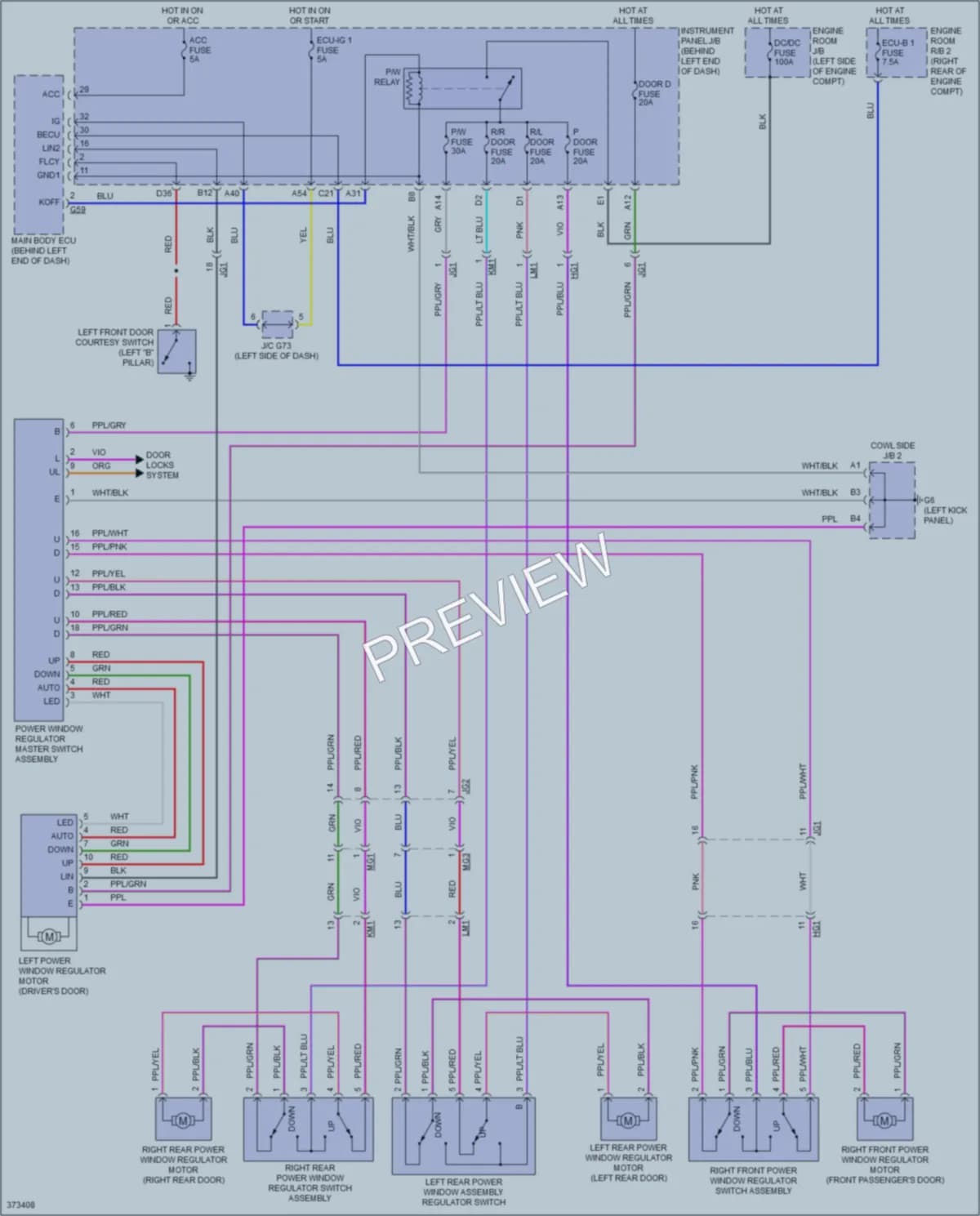 2014 Toyota Priusc Power Windows wiring diagram preview