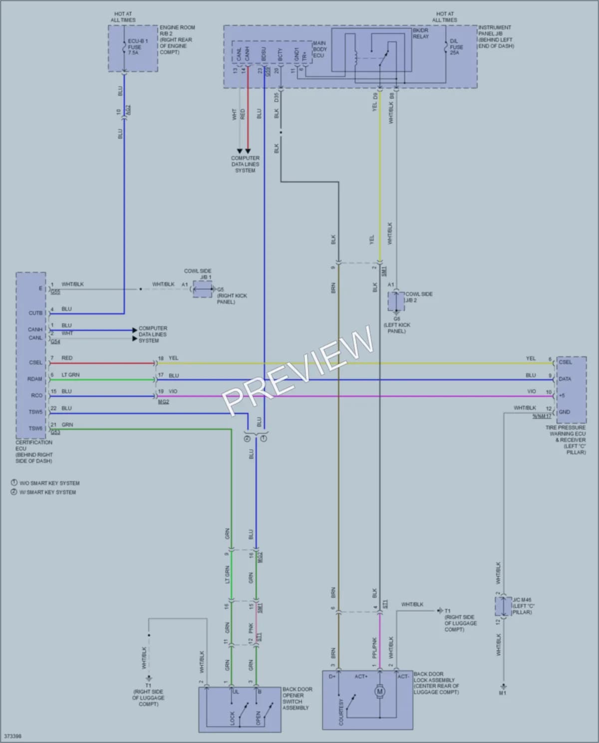 2014 Toyota Priusc Trunk Tailgate Fuel Door wiring diagram preview