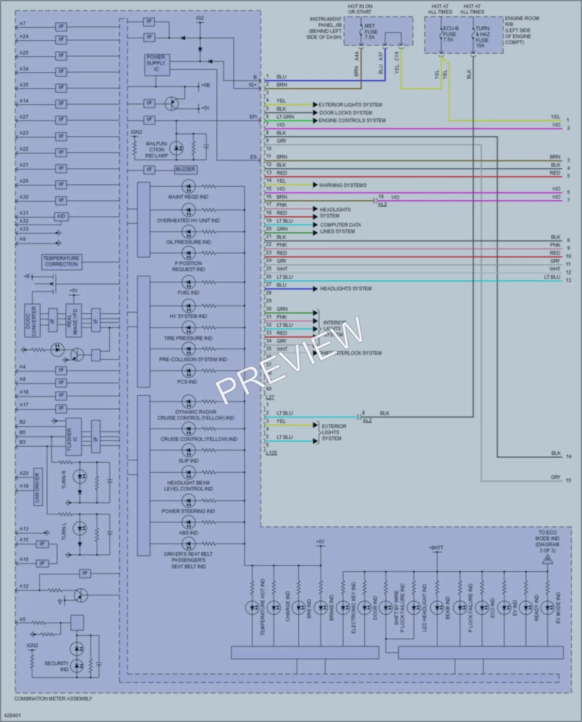 2014 Toyota Priusv Instrument Cluster wiring diagram preview