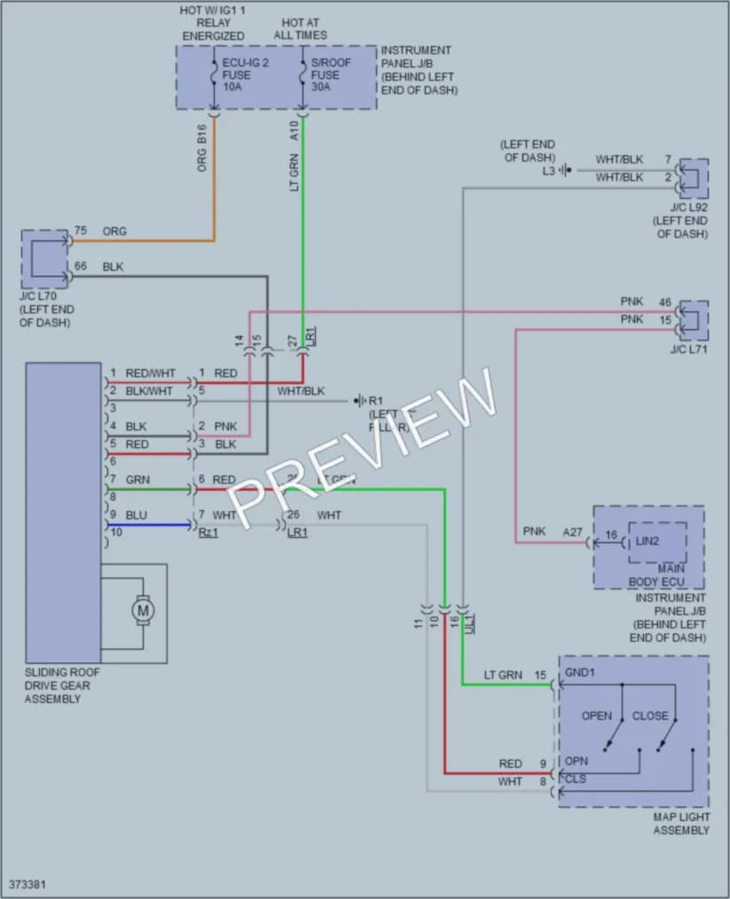 2014 Toyota Priusv Power Top Sunroof wiring diagram preview